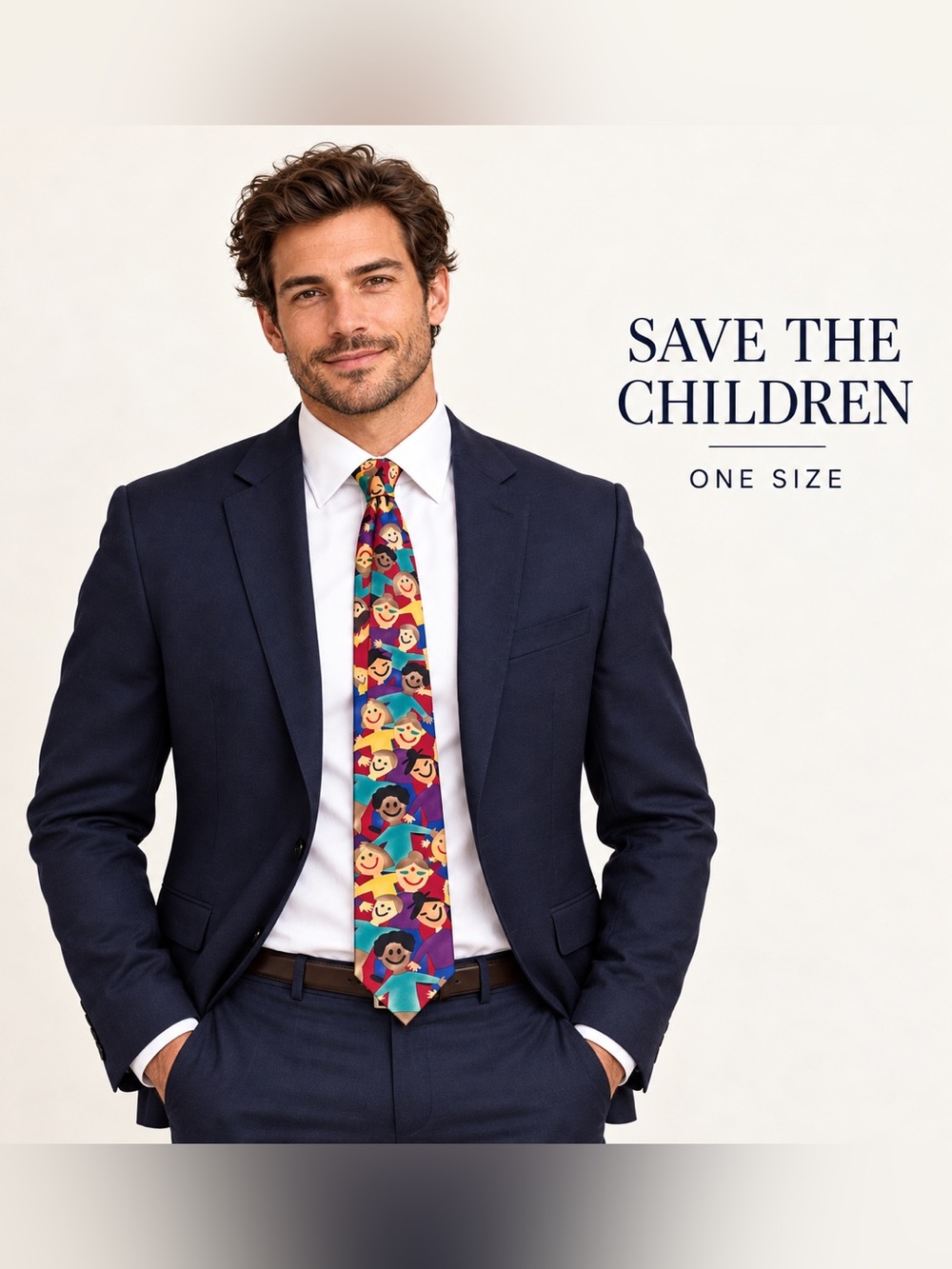 Save the Children Dana Age 12 Silk Necktie Colorful Children Print Made in USA